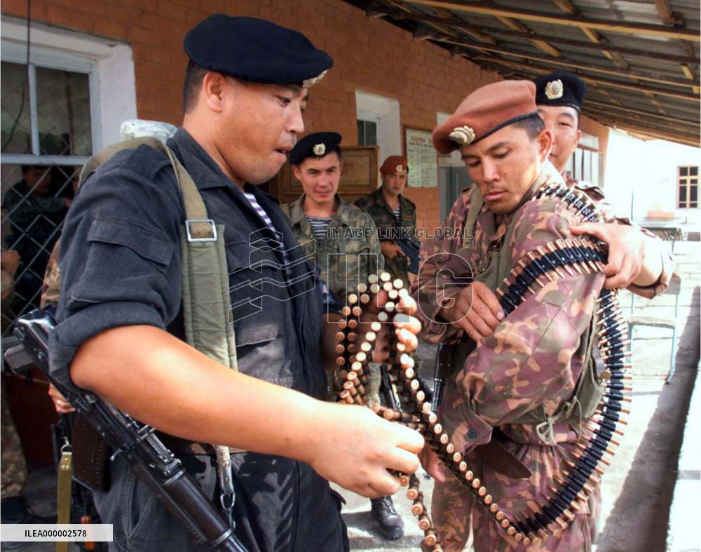 Kyrgyz police officers prepare for emergency