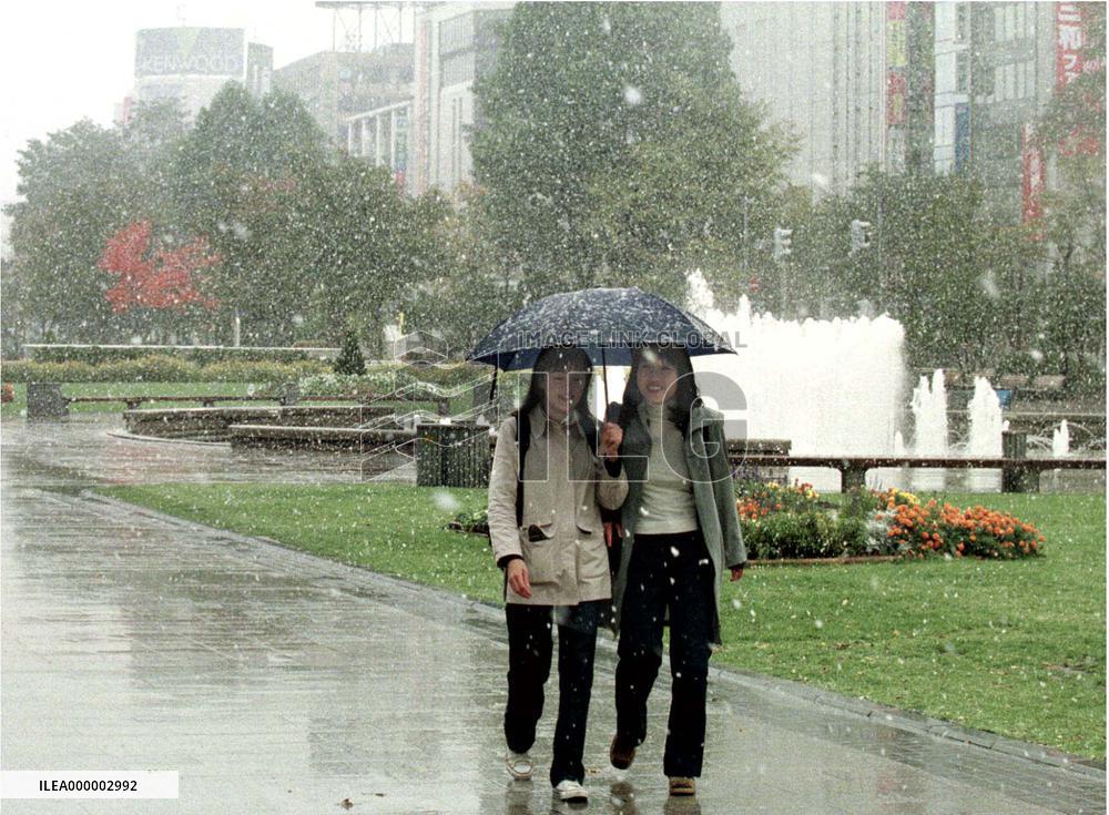 Snow falls in Hokkaido