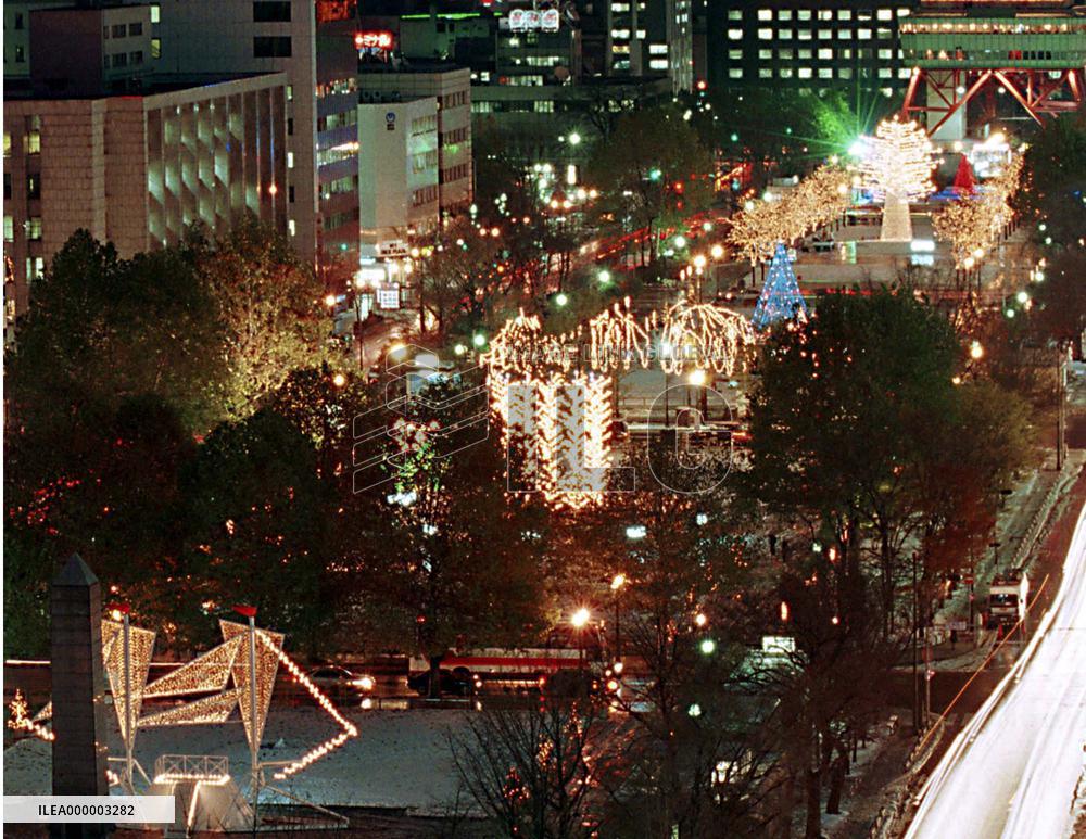Sapporo's thoroughfare illuminated