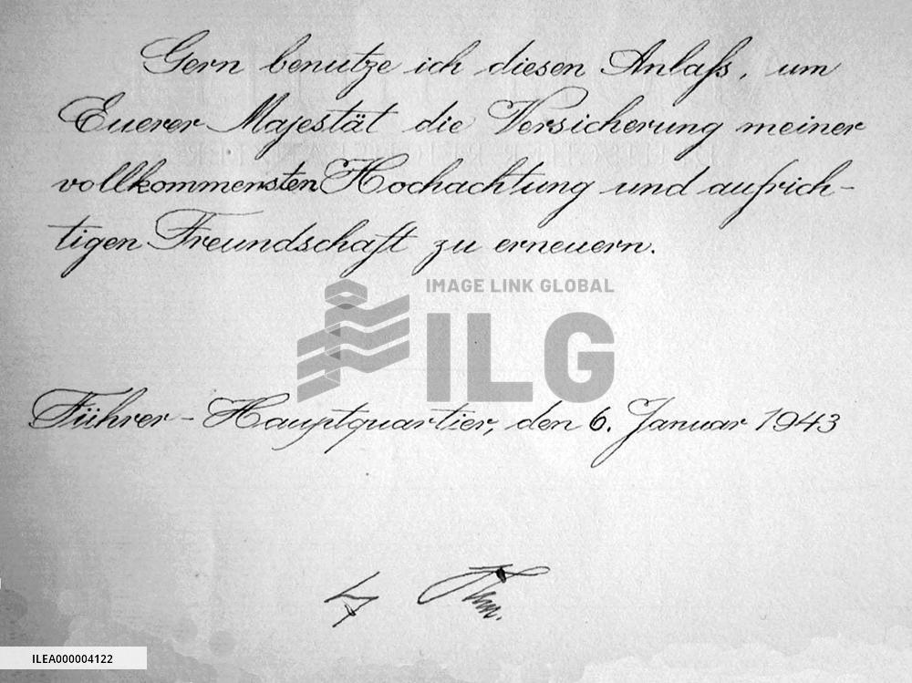 Hitler's letter to Hirohito sold in British auction