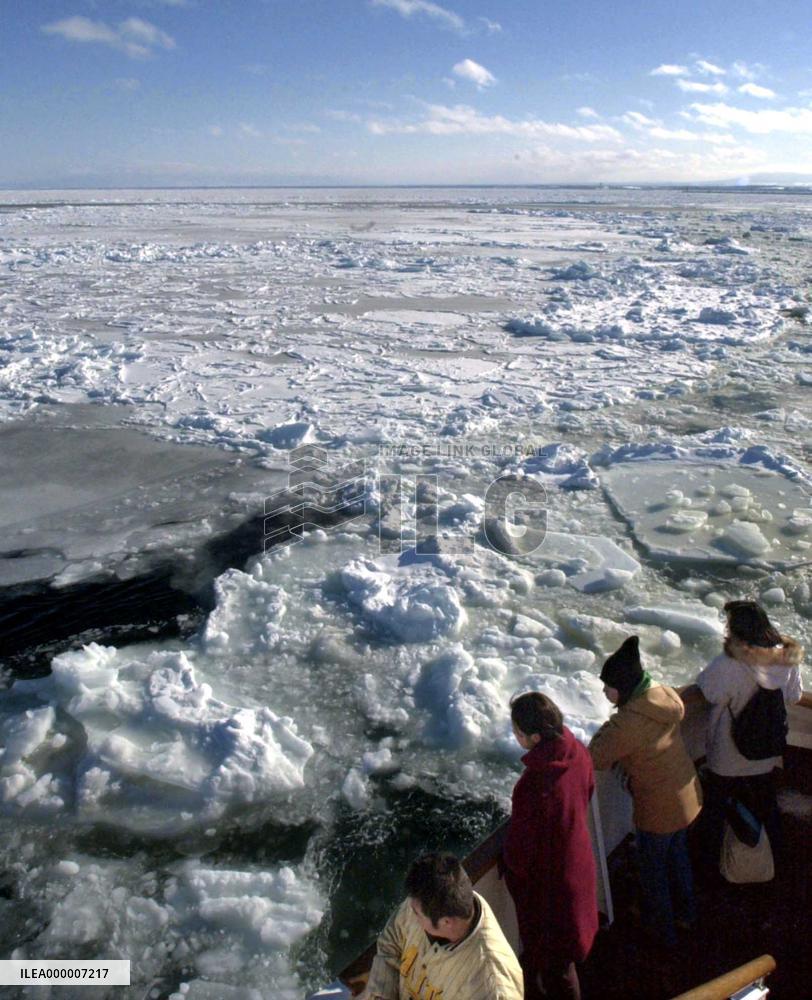 Ice floe watching season begins in Hokkaido