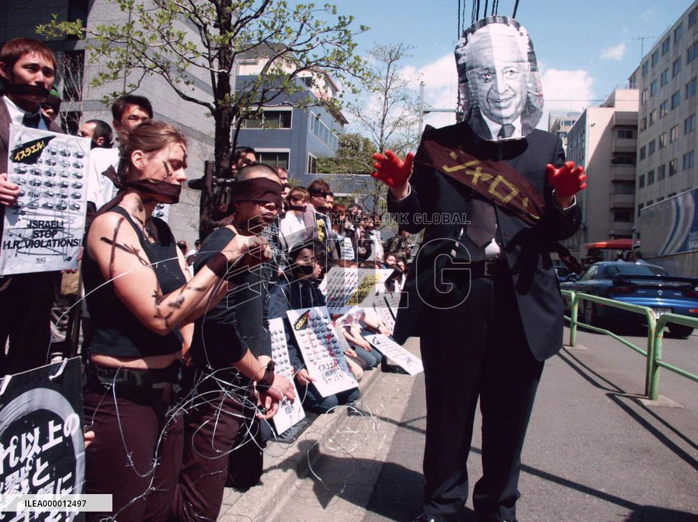 Peace Boat members protest Israeli actions