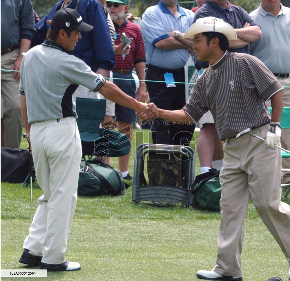(3)Japanese golfers practice for Masters