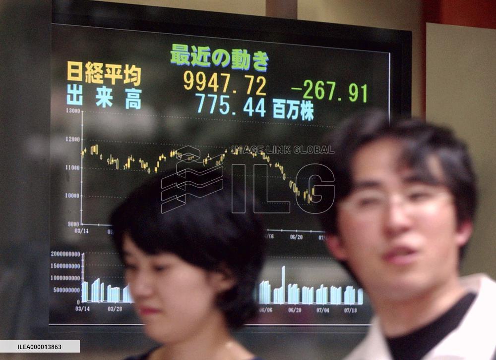 Tokyo stocks falls below 10,000
