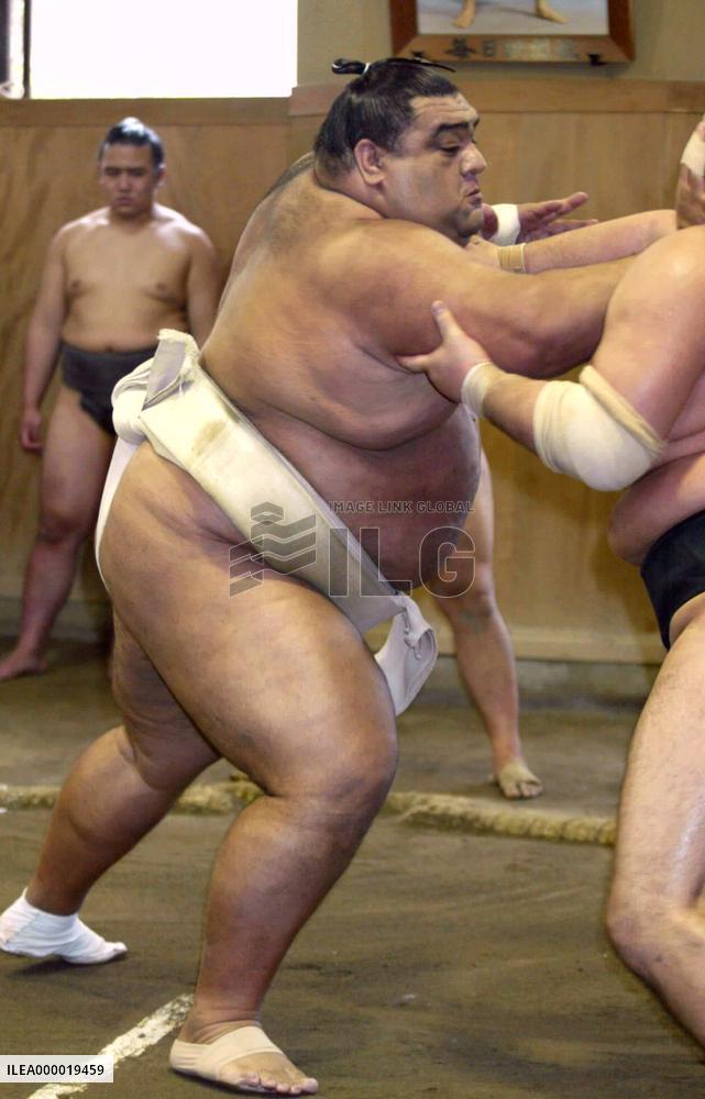 Yokozuna Musashimaru back in training