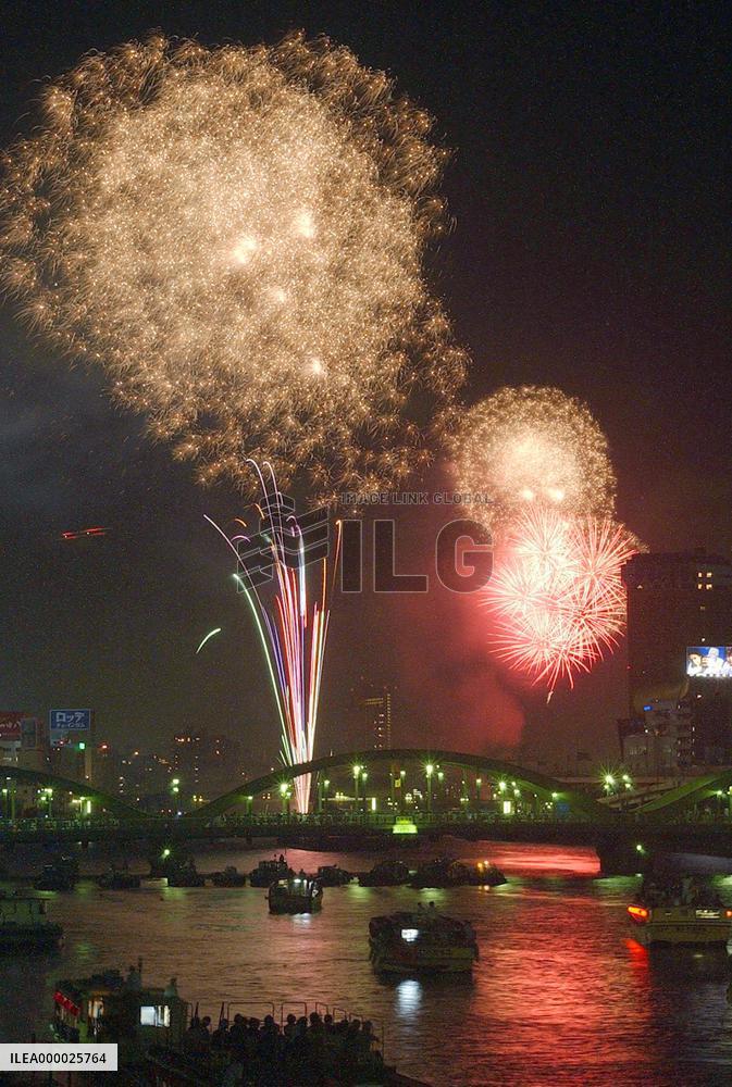 Fireworks light up night sky over Tokyo's Sumida River