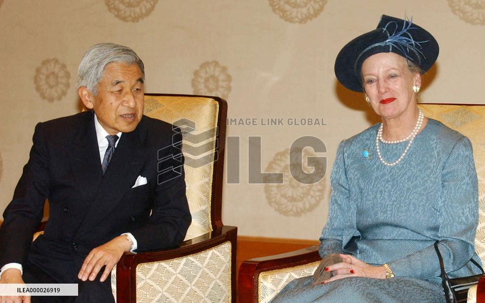 Denmark's Queen Margrethe II meets with Emperor Akihito