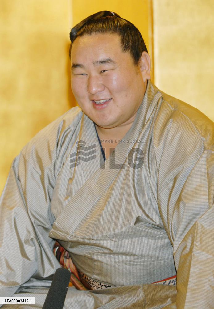Mongolian sumo champion Asashoryu speaks ahead of Kyushu sumo to