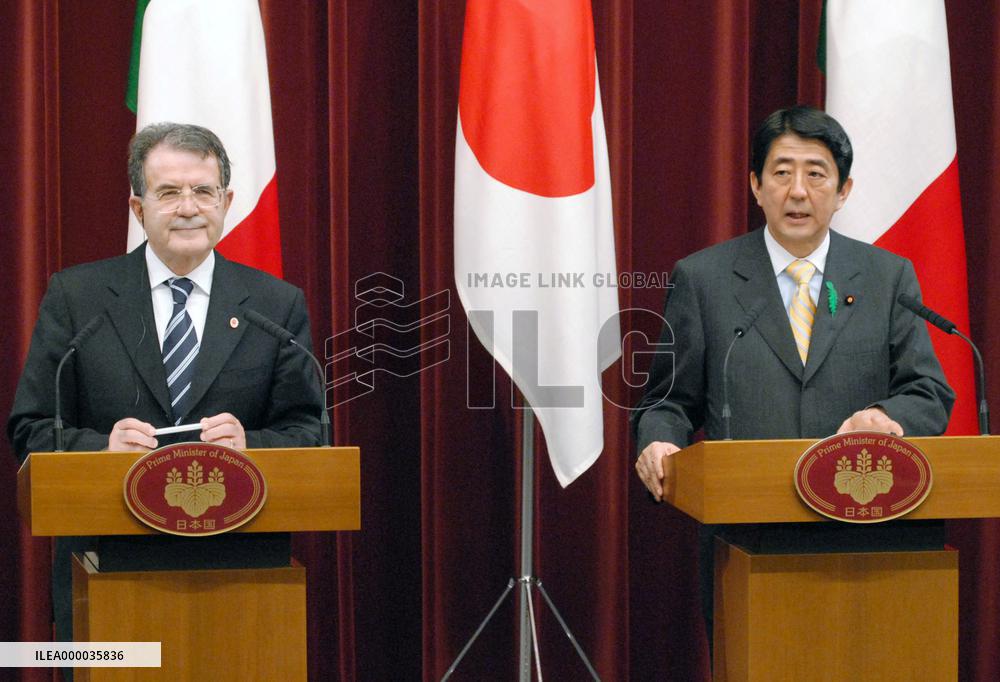 Abe, Prodi agree further cooperation on security, Afghans, summi