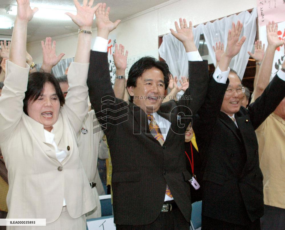 Iha, against U.S. base plan, reelected Ginowan mayor in Okinawa