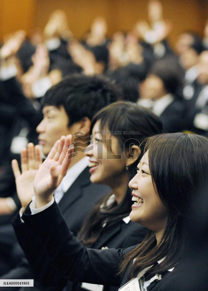 Recruits mark 1st day of work in Japan amid economic fears