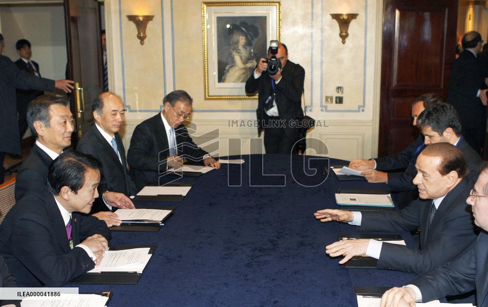 Aso meets with Italian PM Berlusconi