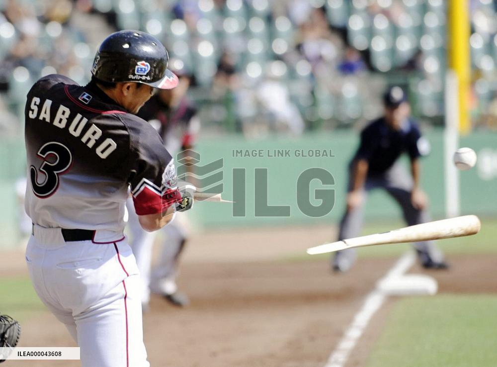 Lotte's Saburo hits broken-bat RBI single