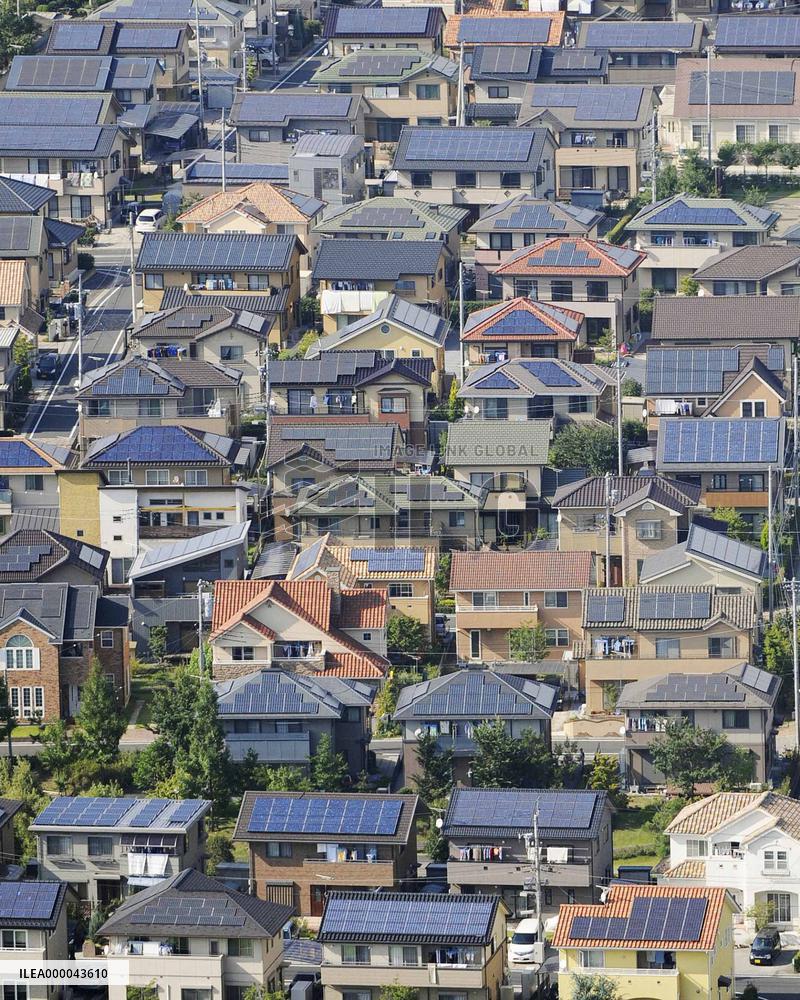 Solar roof panels in Japan's Gunma Prefecture