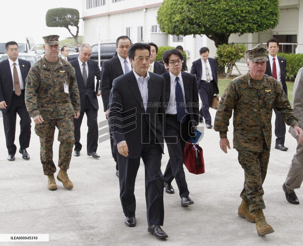 Okada visits U.S. Marine Corps' Camp Zukeran