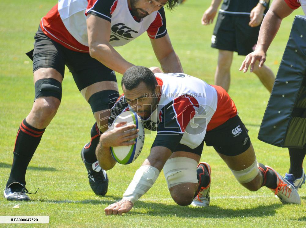 Japan rugby team practices ahead of match against Fiji