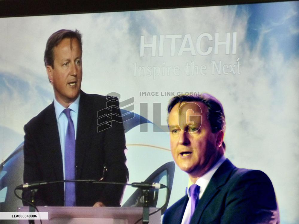 British PM Cameron welcomes Hitachi's train plant