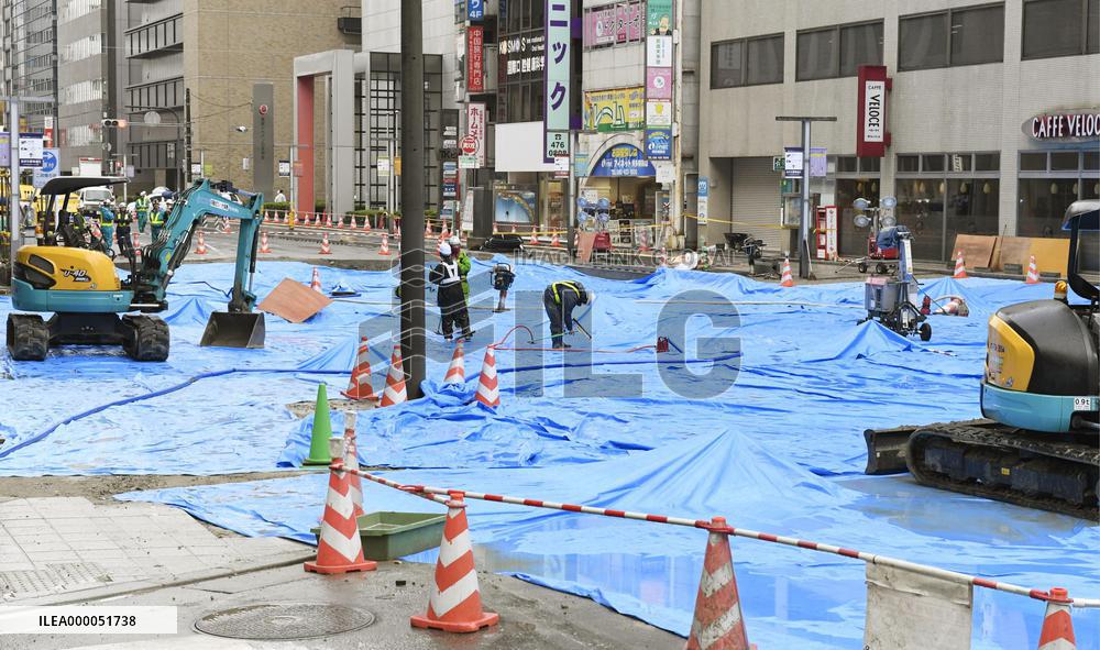 Fukuoka prepares to resume traffic after filling huge sinkhole