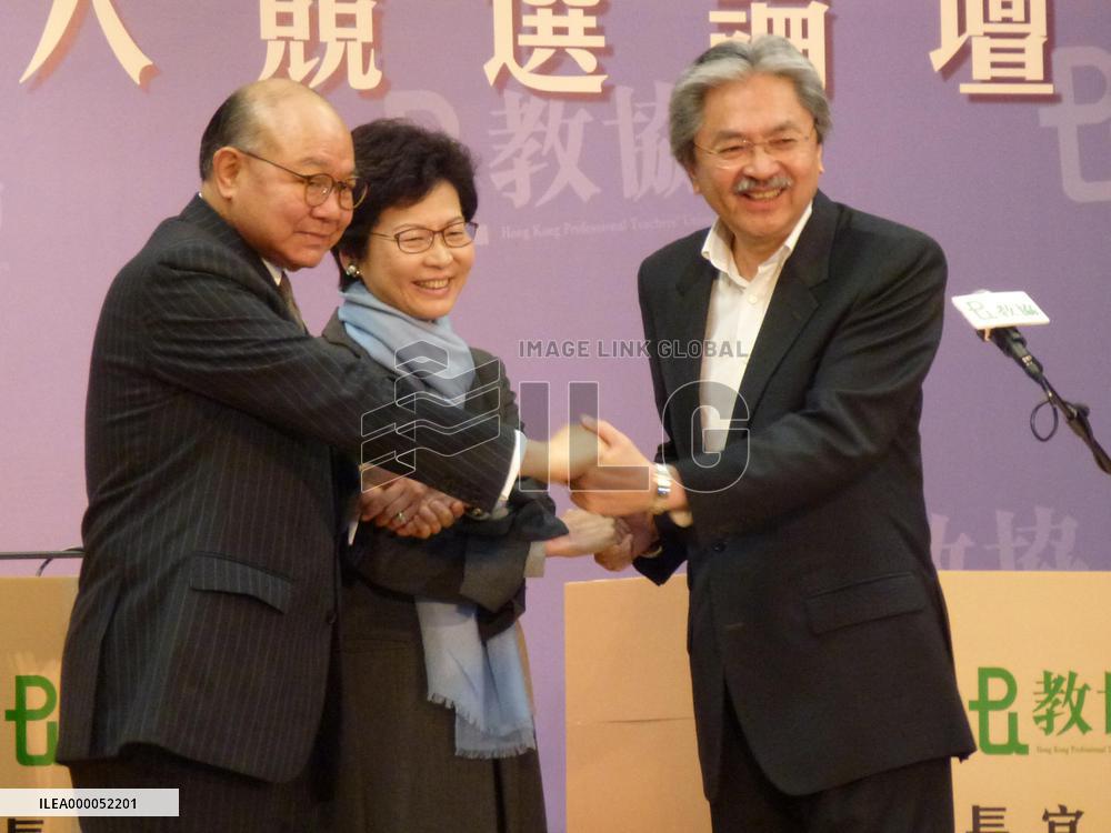 H.K. leadership race hopefuls face off in first meet-up