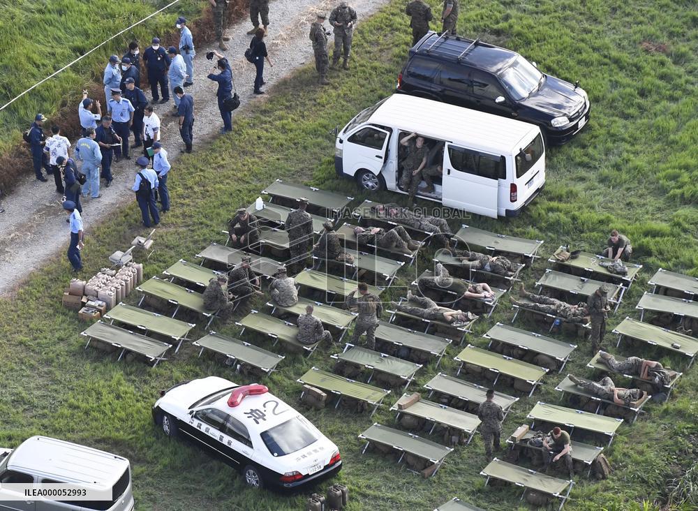 U.S. military chopper bursts into flames on landing in Okinawa