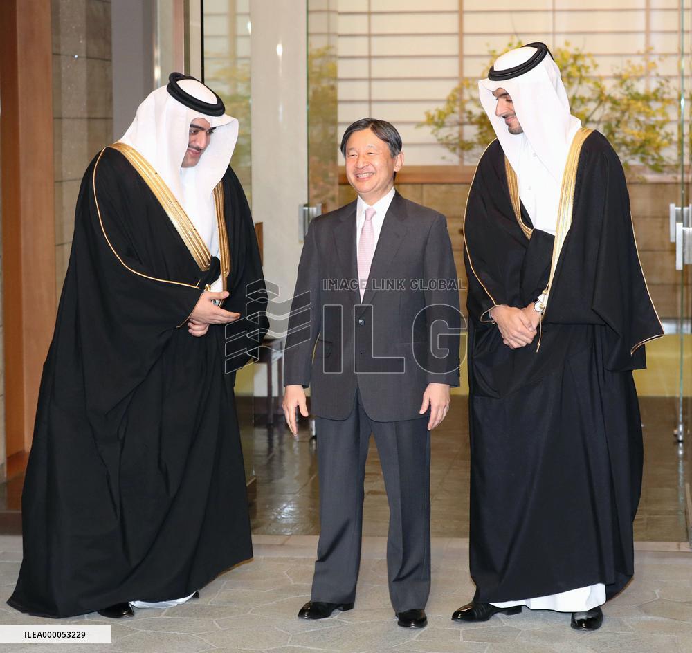 Japanese crown prince meets with Qatari royal family members