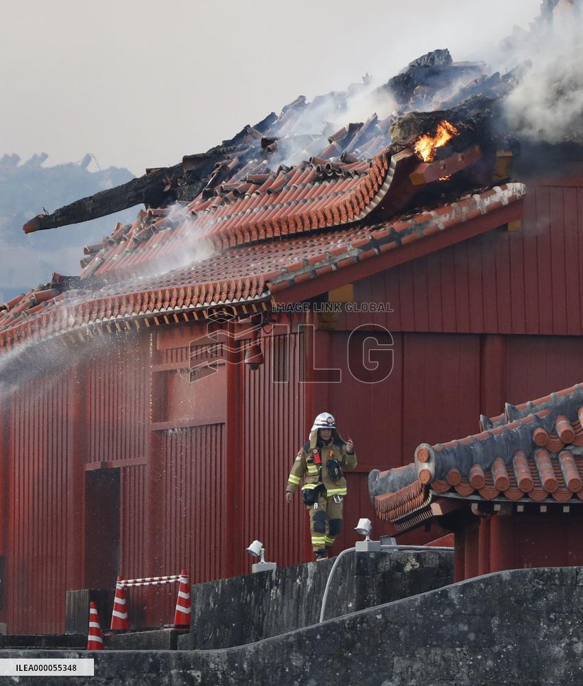 CORRECTED: Fire at World Heritage castle in Okinawa