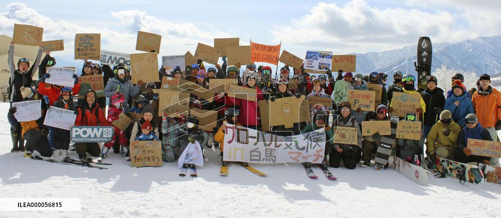 CORRECTED: Climate rally in central Japan ski resort