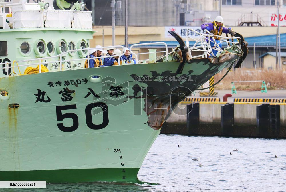 Cargo ship collision with trawler