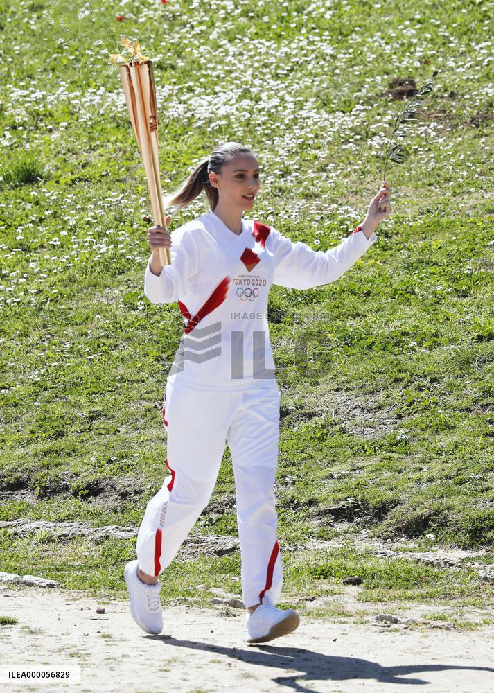 Olympic flame lighting in Olympia