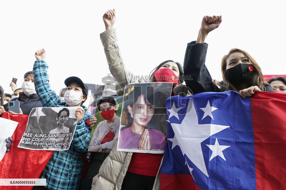 Protest in Tokyo against military coup in Myanmar