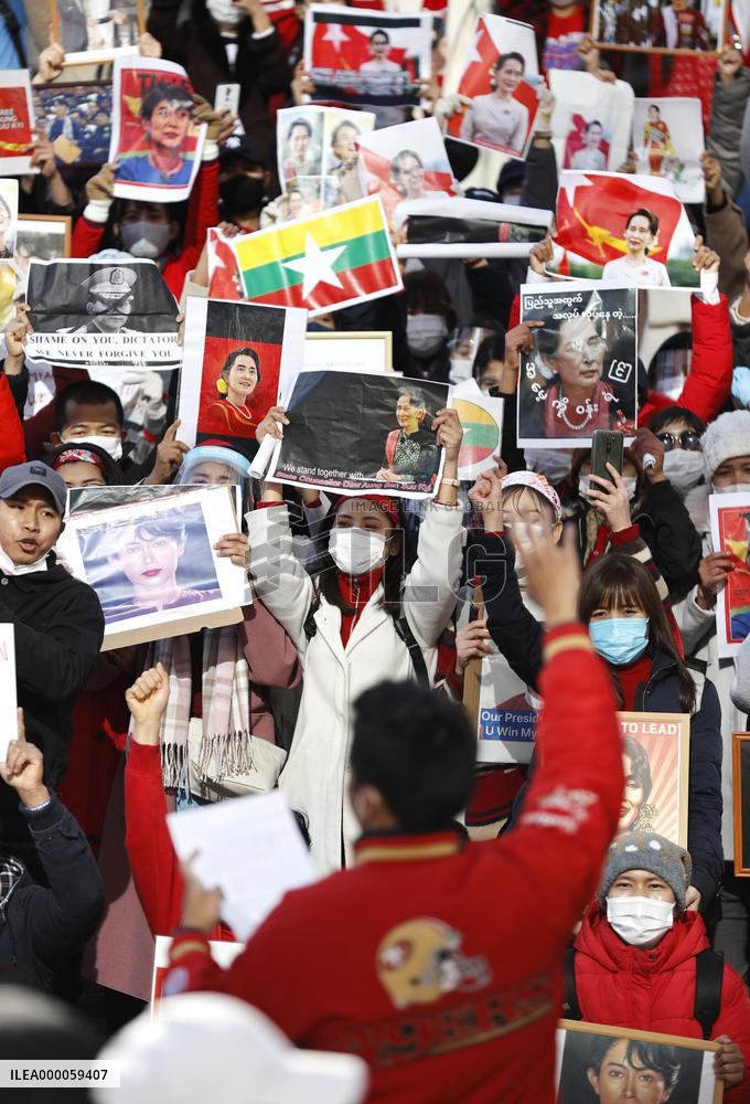 Protest in Japan against military coup in Myanmar