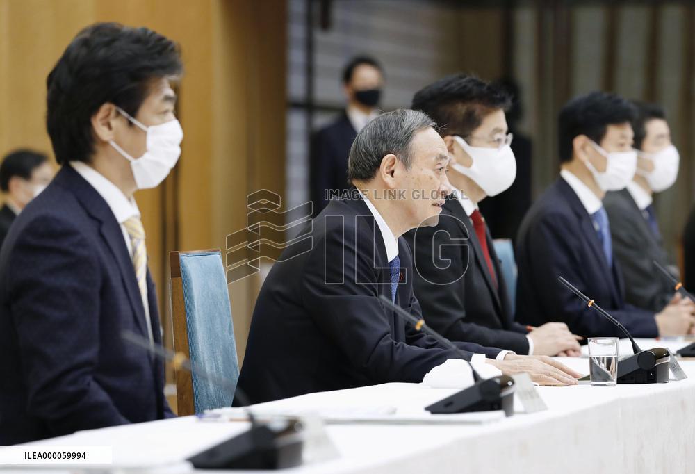 Japan PM Suga at coronavirus meeting