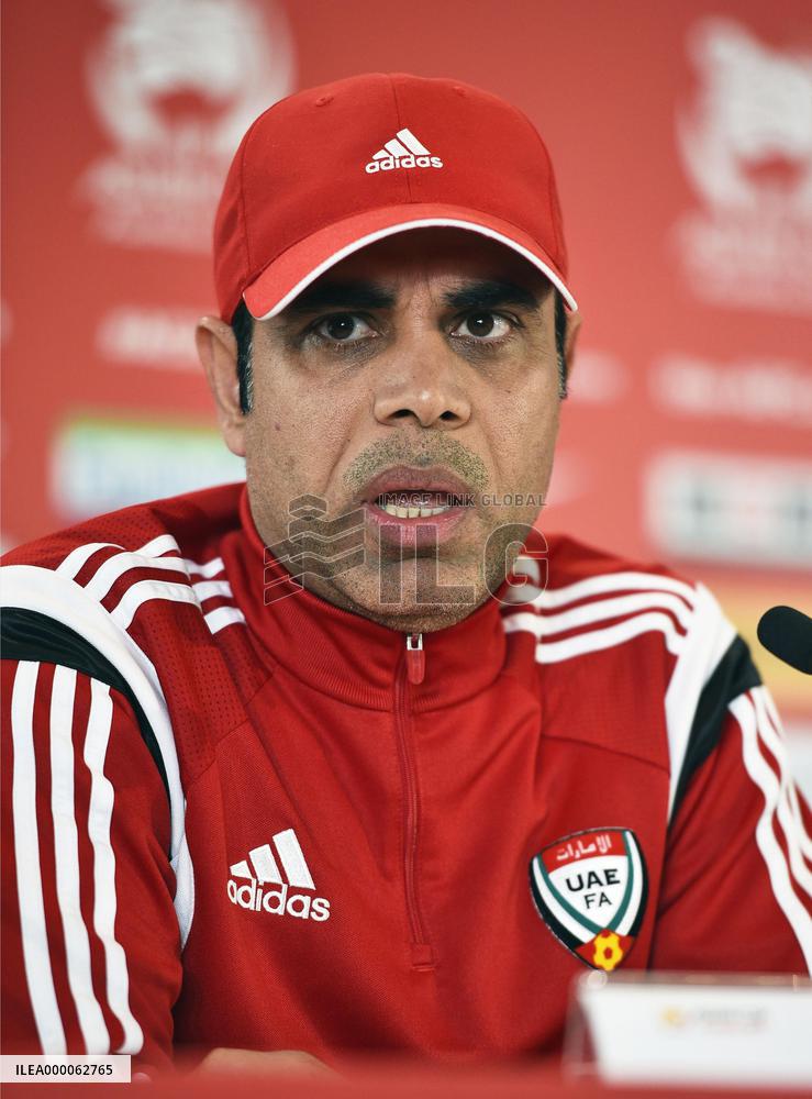 U.A.E. coach Ali speaks to reporters before Asian Cup quarterfinal
