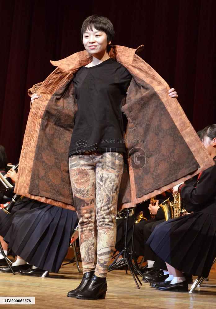 Fashion show featuring clothes made of Japanese handmade paper