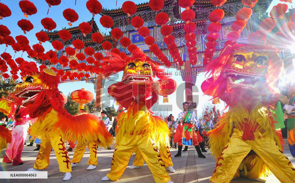 Dragon dance in Beijing park as Lunar New Year vacation starts