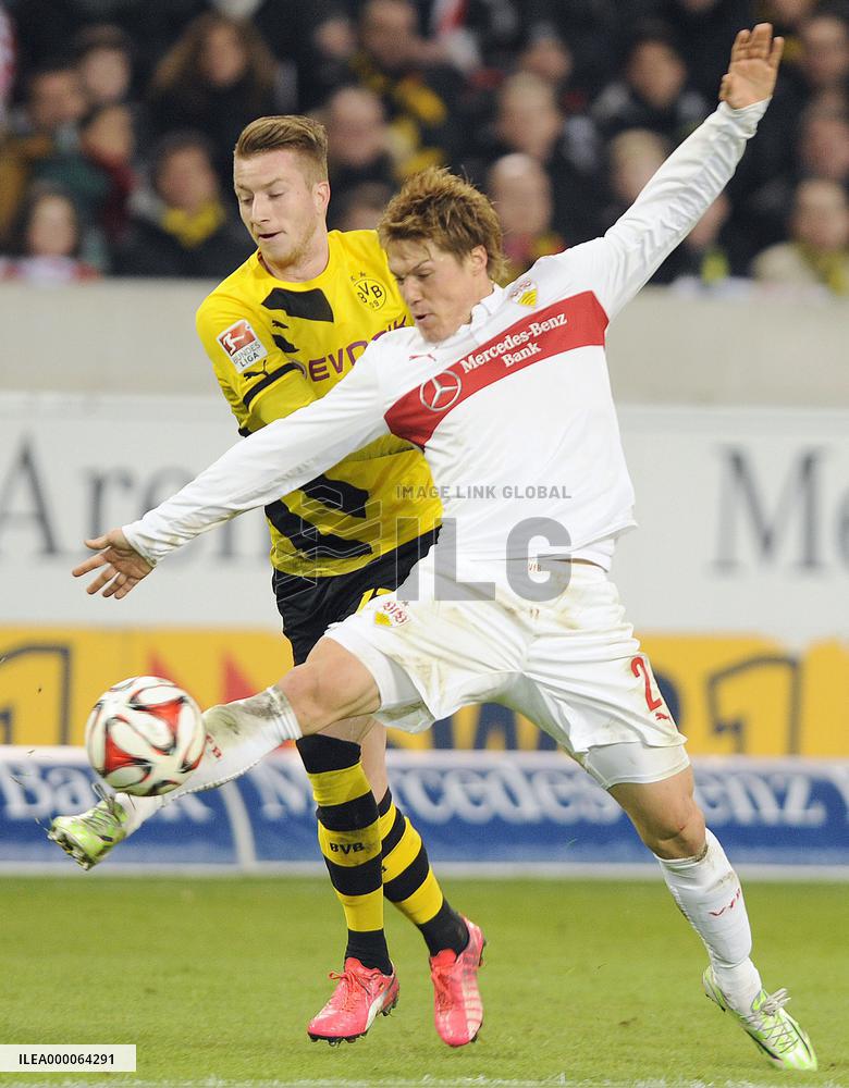 Japanese defender Sakai of Stuttgart in action against Dortmund