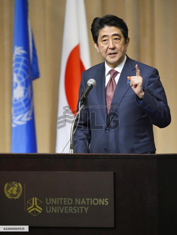 Abe pushes for Japan's permanent membership of U.N. Security Council