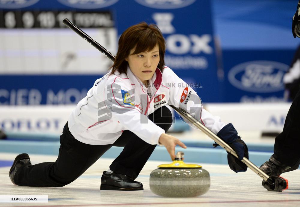 Japan competes against Denmark at women's curling championship