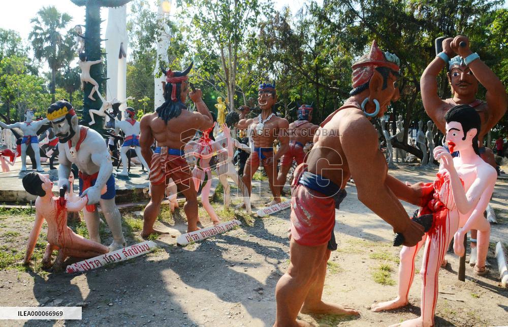 "Hell temple" in Thailand, popular tourist spot