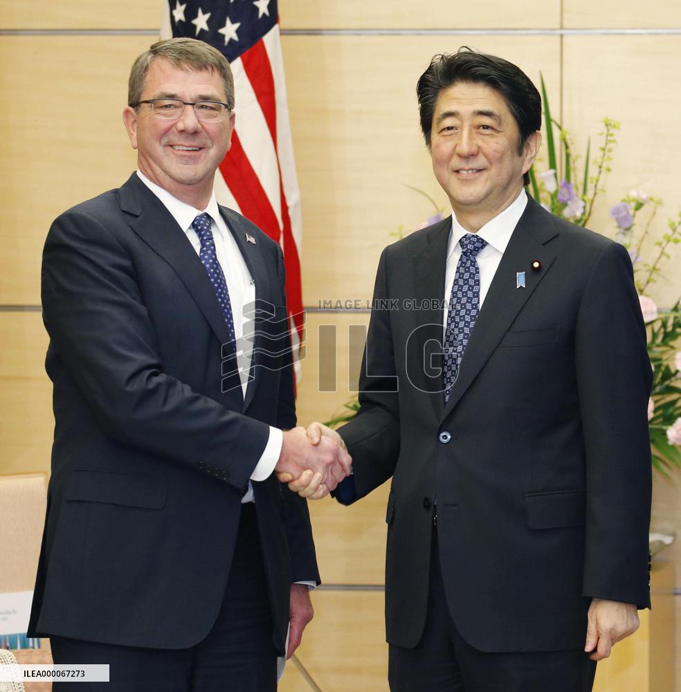 U.S. defense chief meets PM Abe in Tokyo