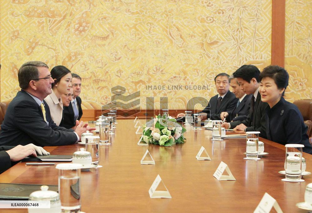 S. Korean President Park talks with U.S. defense chief Carter