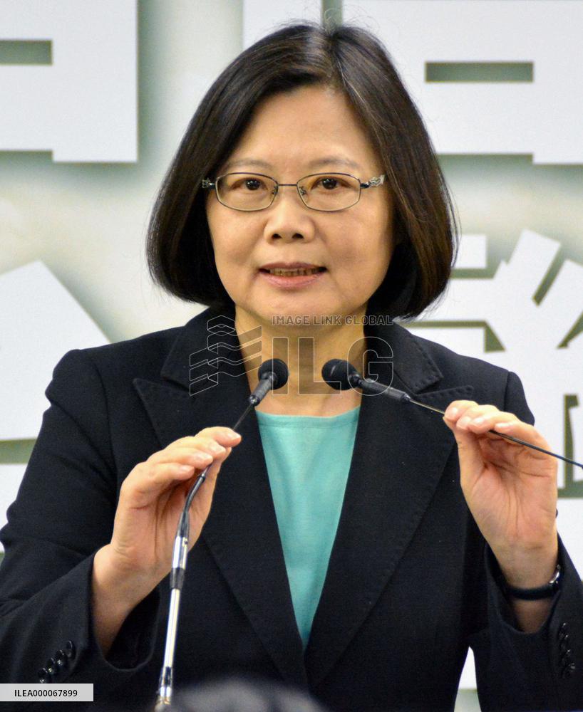 Taiwan opposition party leader Tsai issues statement