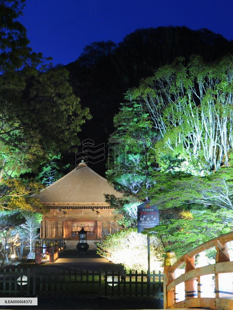 National treasure Shiramizu Amida-do hall illuminated in Fukushima