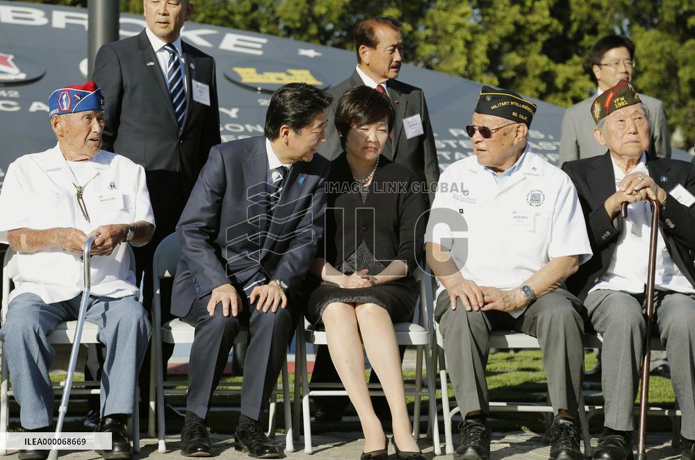 Japanese PM Abe visits Go For Broke Monument