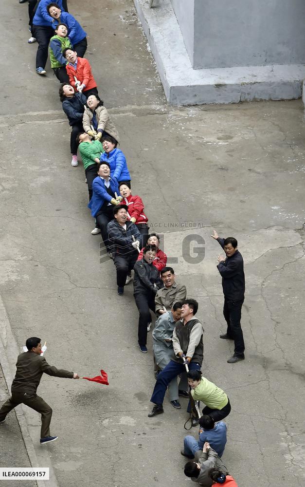 Tug-of-war amid Pyongyang skyscrapers