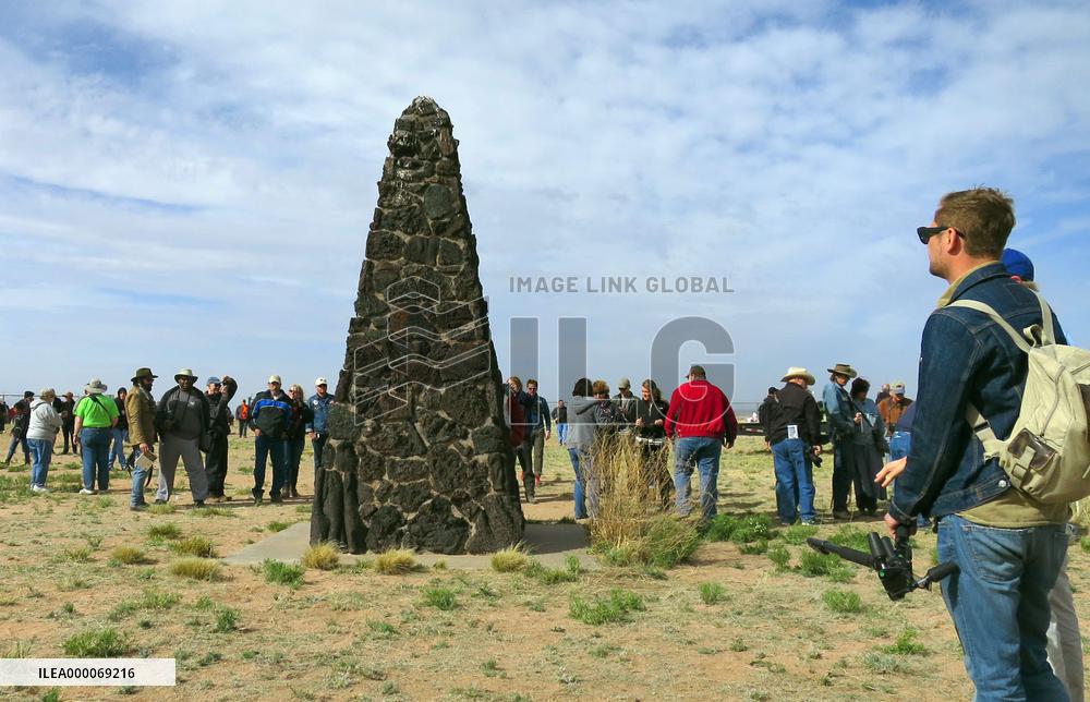 People see obelisk at Trinity Site in New Mexico