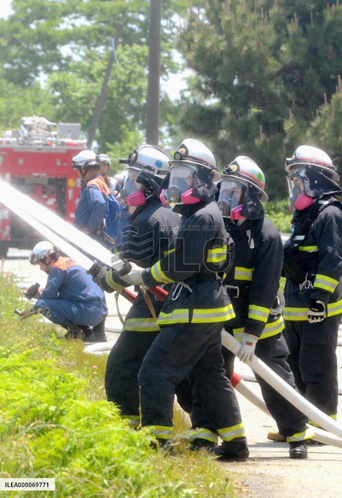 Firefighters drill in Fukushima town near crippled nuclear plant