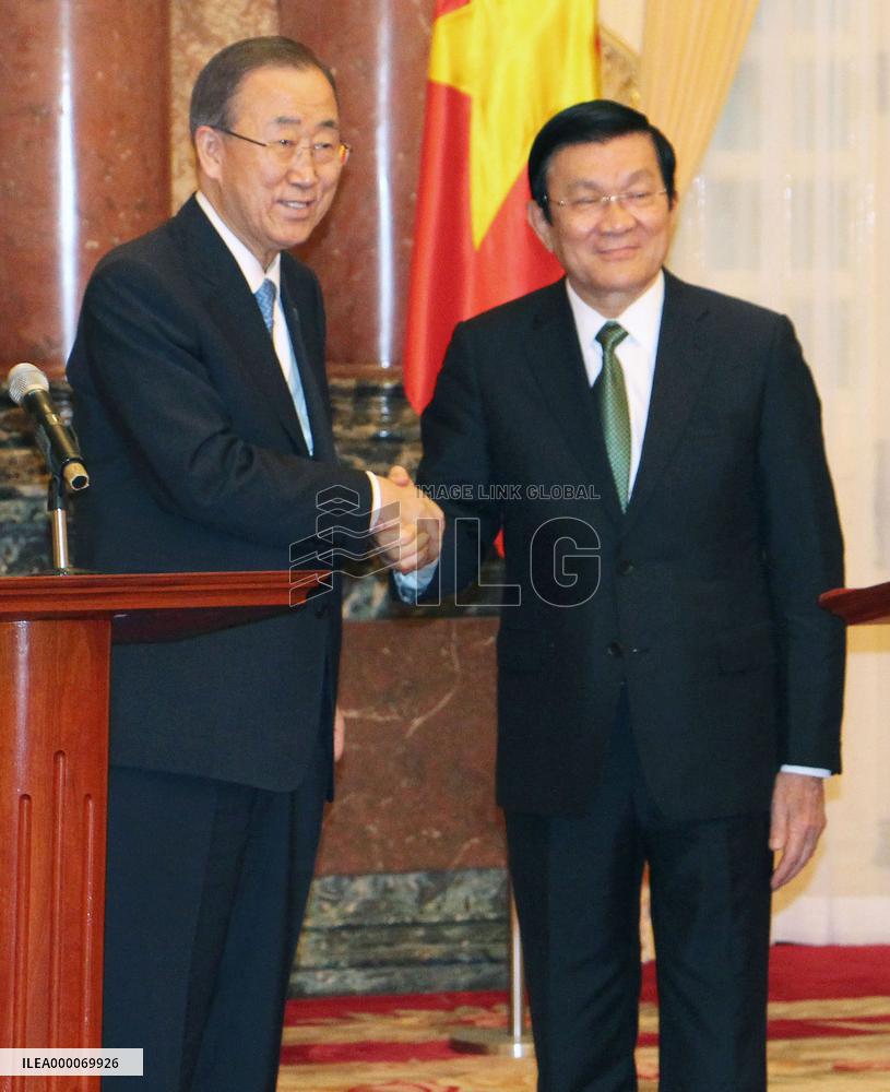 U.N. chief Ban meets Vietnamese President Truong in Hanoi