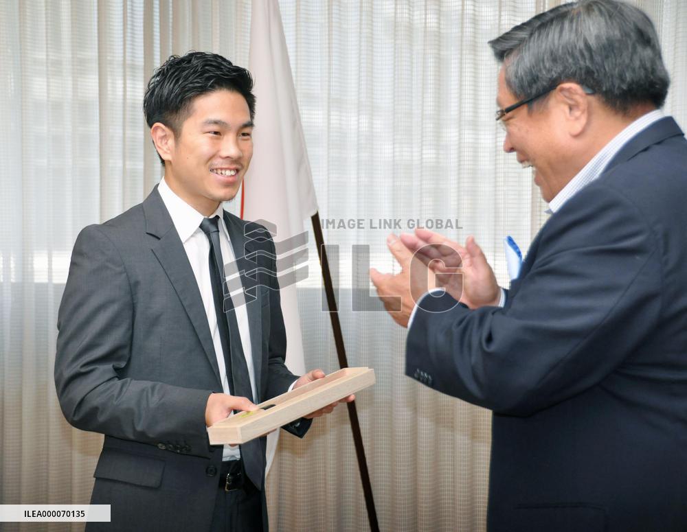 Ioka reports 3rd title in different weight classes to home city