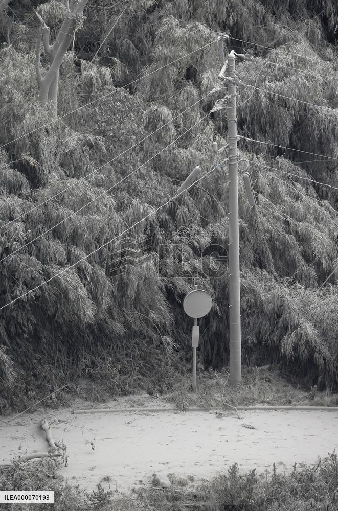 1 day after volcano eruption on Japanese small island